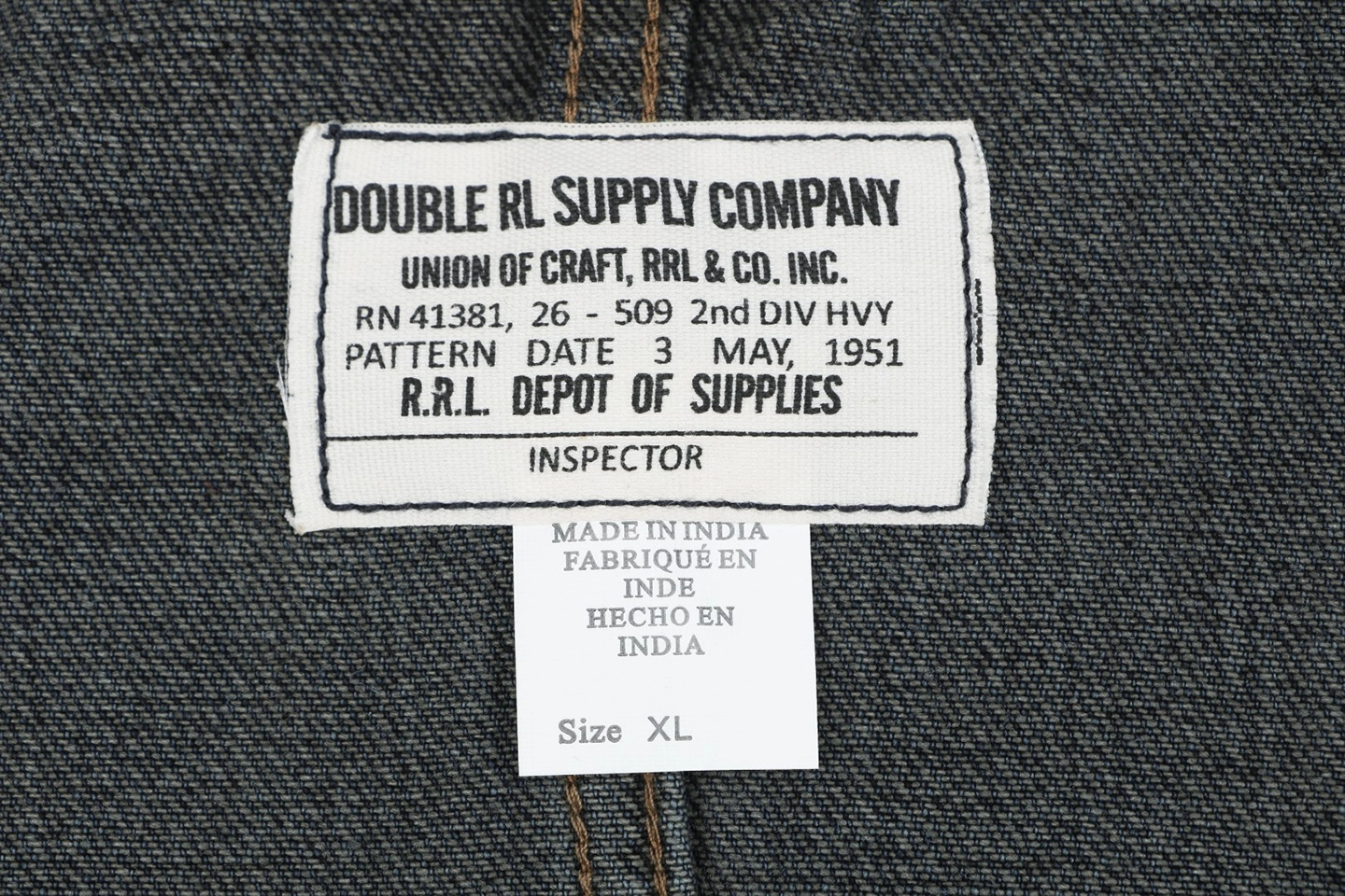 Ralph Lauren RRL-Inspired Vintage Denim Jacket Wash label