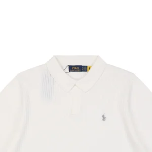 Ralph Lauren Ribbed Pony Logo Knit Polo T-Shirt White