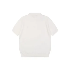 Ralph Lauren Ribbed Pony Logo Knit Polo T-Shirt White Back view