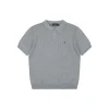 Ralph Lauren Ribbed Pony Logo Knit Polo T-Shirt (Grey/White)