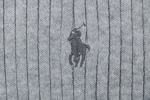 Ralph Lauren Ribbed Pony Logo Knit Polo T-Shirt Grey Brand
