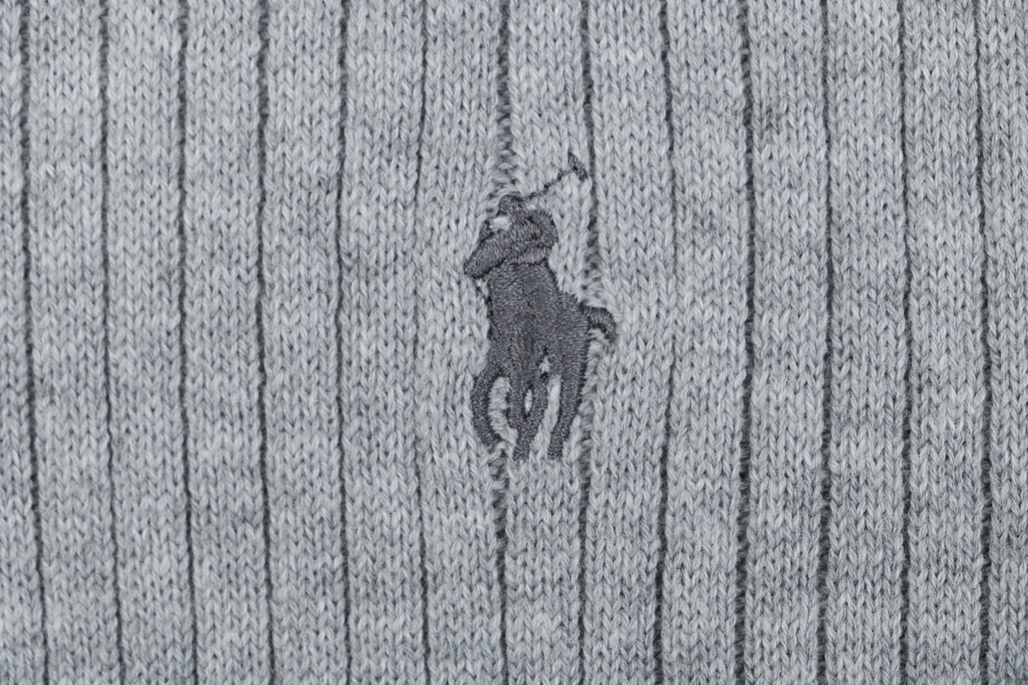 Ralph Lauren Ribbed Pony Logo Knit Polo T-Shirt Grey Brand