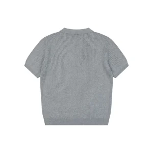 Ralph Lauren Ribbed Pony Logo Knit Polo T-Shirt Grey Back view