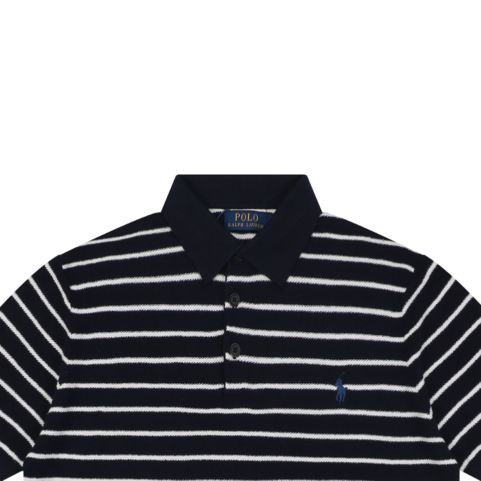 Ralph Lauren Striped Jacquard Knit Polo Shirt Black