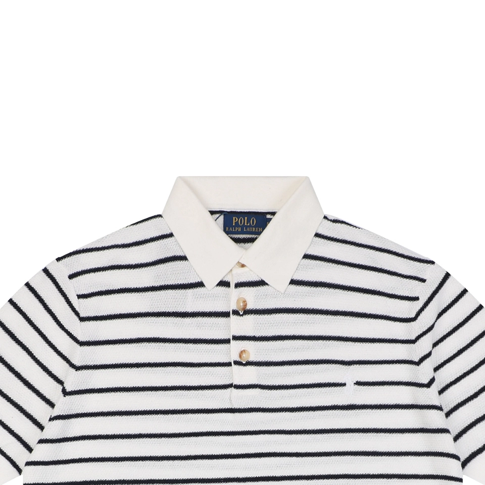 Ralph Lauren Striped Jacquard Knit Polo Shirt White