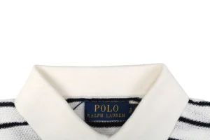 Ralph Lauren Striped Jacquard Knit Polo Shirt White Collar