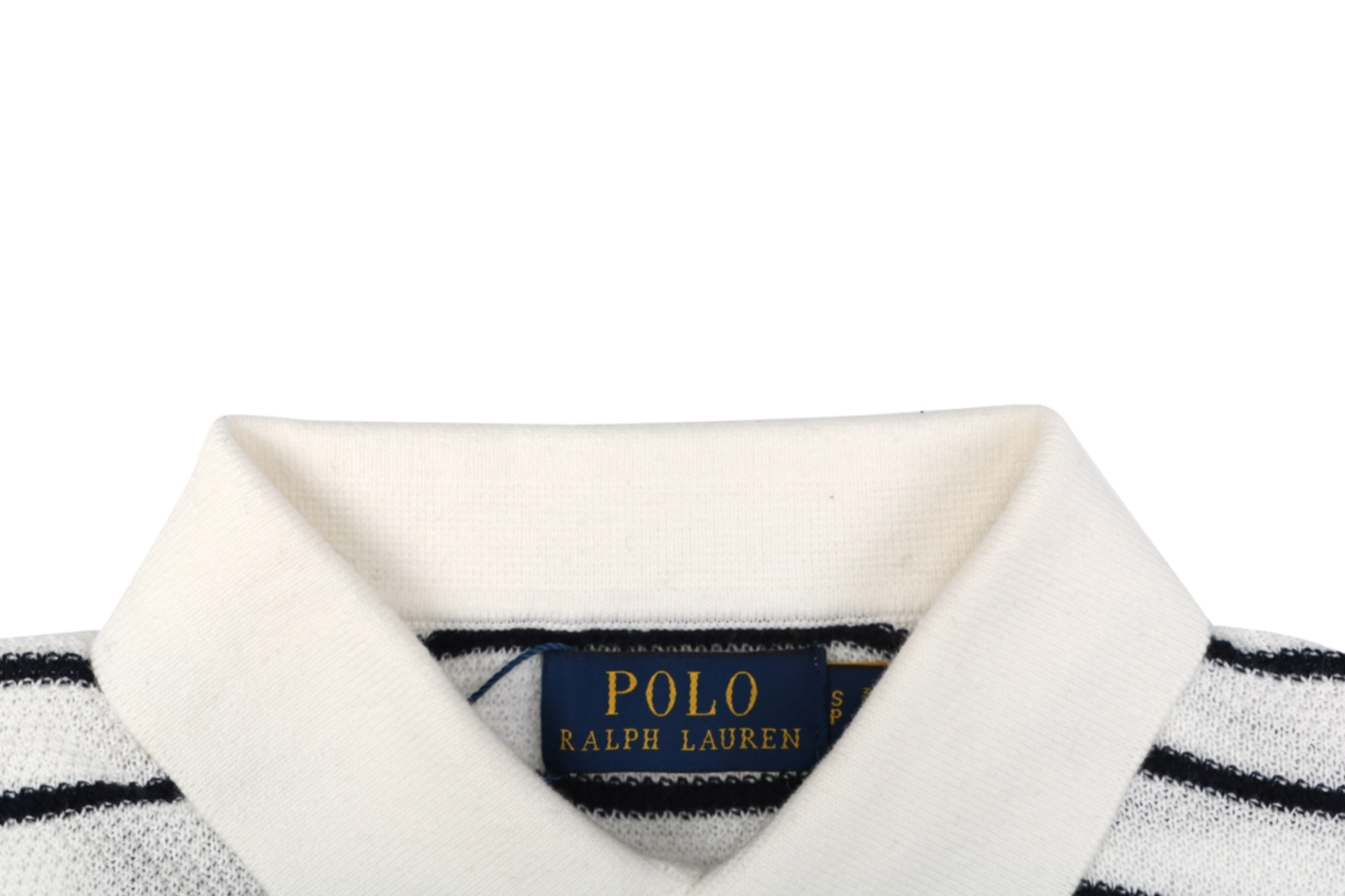 Ralph Lauren Striped Jacquard Knit Polo Shirt White Collar