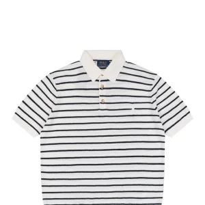 Ralph Lauren Striped Jacquard Knit Polo Shirt White