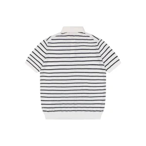 Ralph Lauren Striped Jacquard Knit Polo Shirt White Back view