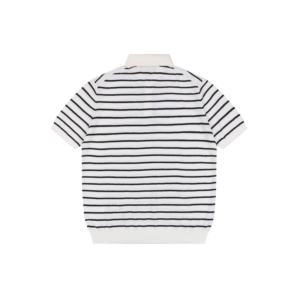 Ralph Lauren Striped Jacquard Knit Polo Shirt White Back view