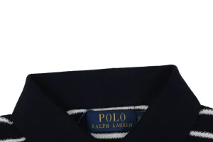 Ralph Lauren Striped Jacquard Knit Polo Shirt Black Collar
