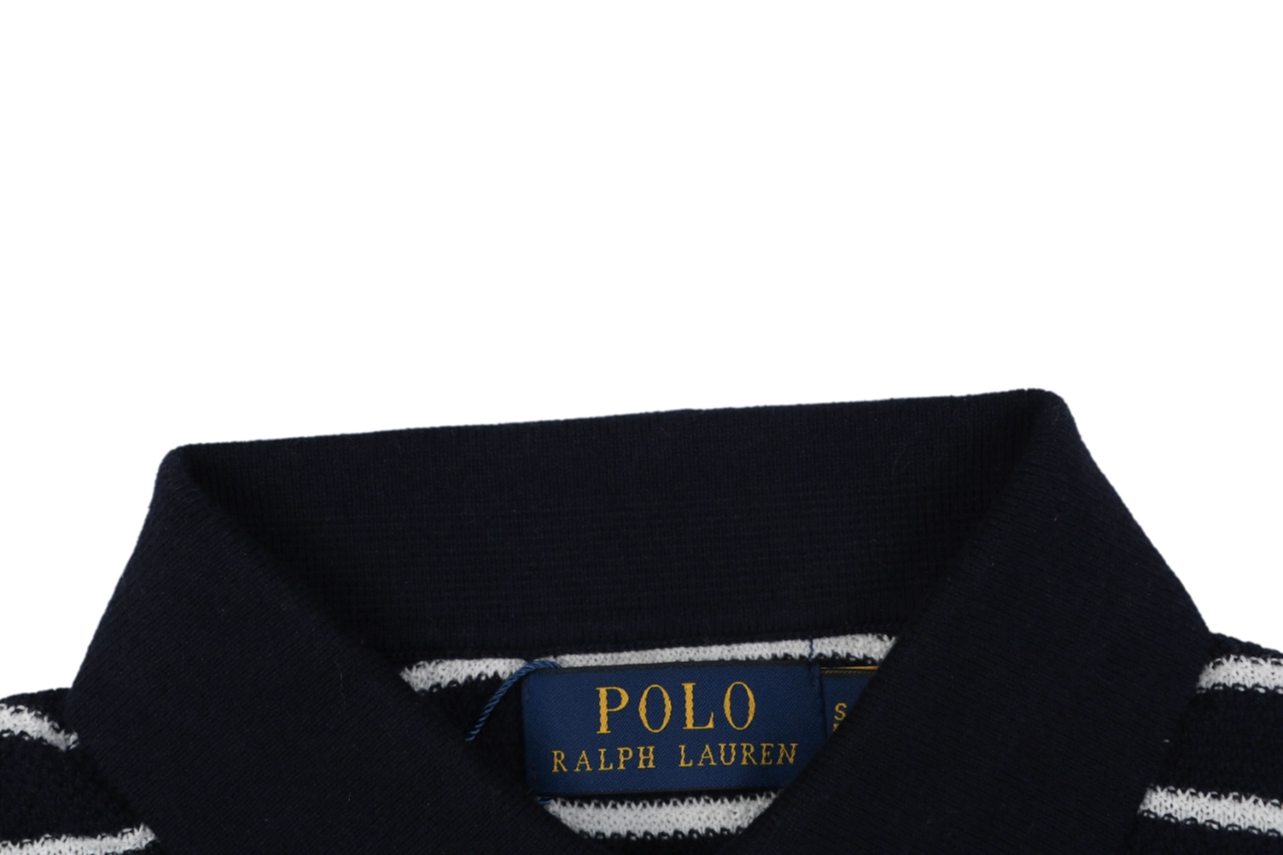 Ralph Lauren Striped Jacquard Knit Polo Shirt Black Collar