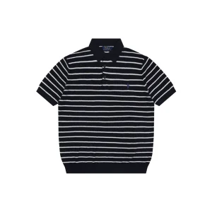 Ralph Lauren Striped Jacquard Knit Polo Shirt Black Front view