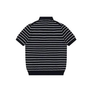 Ralph Lauren Striped Jacquard Knit Polo Shirt Black Back view