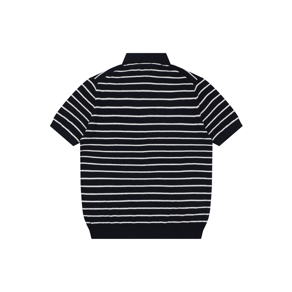 Ralph Lauren Striped Jacquard Knit Polo Shirt Black Back view