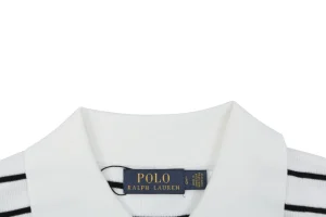 Ralph Lauren Vintage Striped Knit Polo Vest White Collar