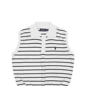 Ralph Lauren Vintage Striped Knit Polo Vest White
