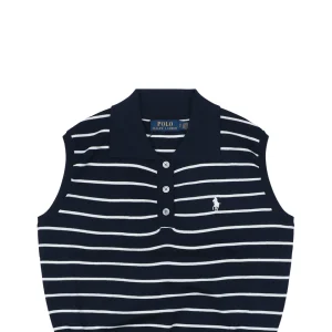 Ralph Lauren Vintage Striped Knit Polo Vest Black
