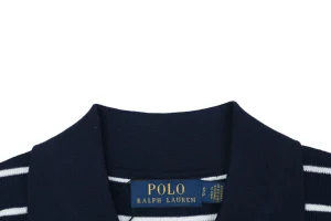 Ralph Lauren Vintage Striped Knit Polo Vest Black Collar