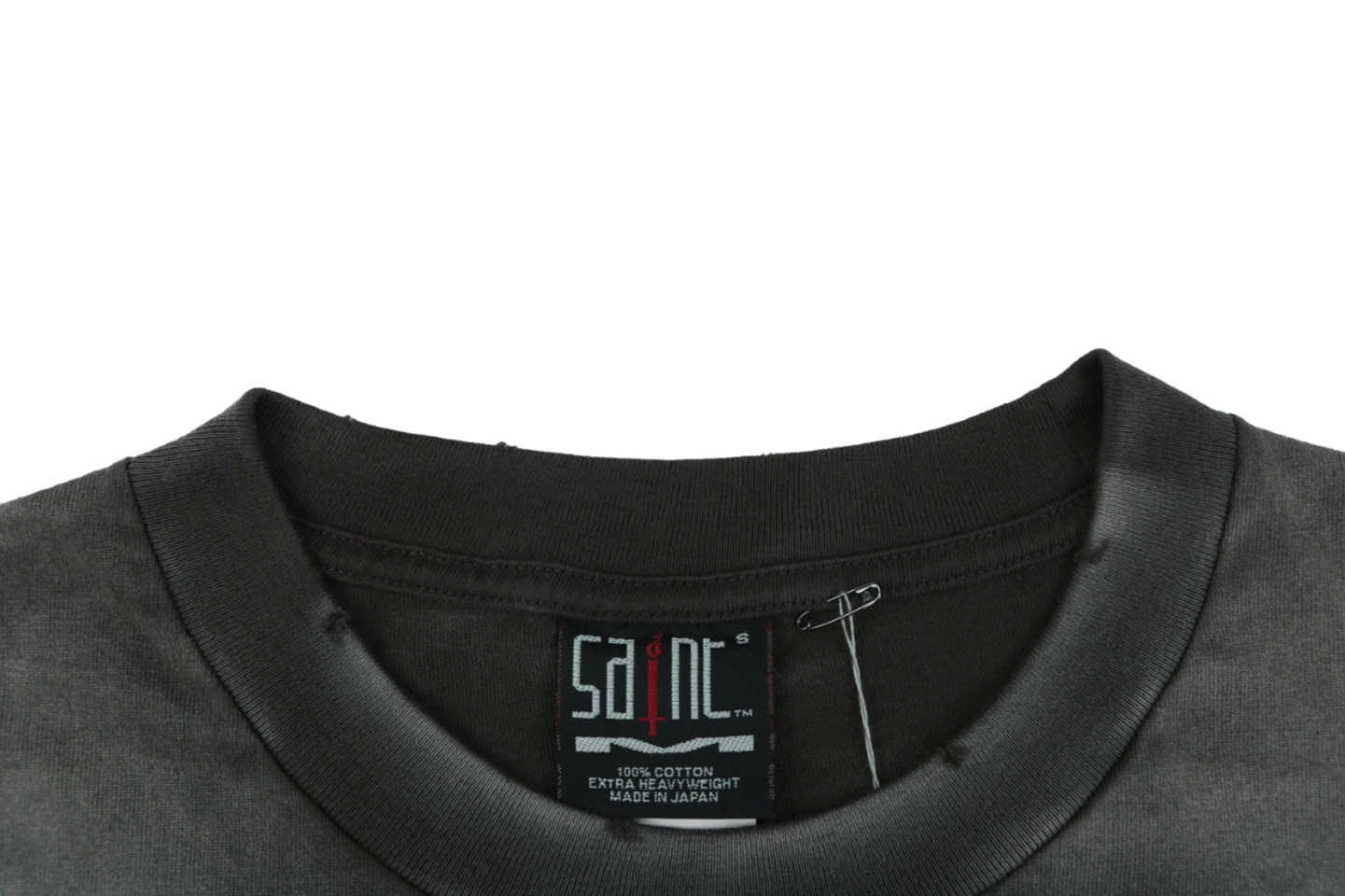 Saint Michael Corkscrew Bat Graphic T-Shirt Collar