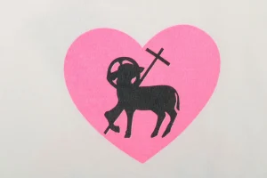 Saint Michael Pink Heart Graphic T-Shirt Back Print