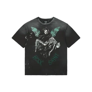 Saint Michael Skeleton Angel Graphic Vintage T-Shirt Front view