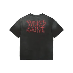 Saint Michael Skeleton Angel Graphic Vintage T-Shirt Back view