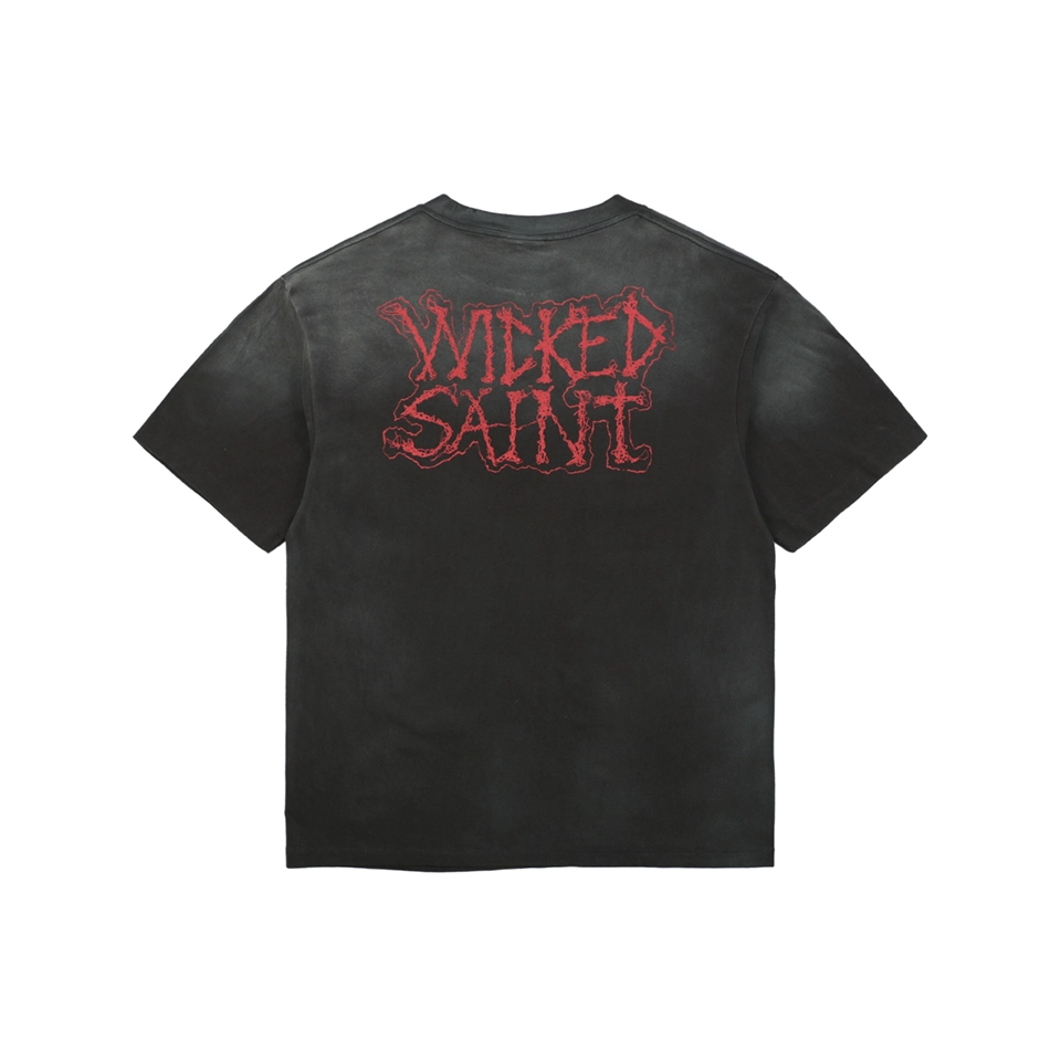 Saint Michael Skeleton Angel Graphic Vintage T-Shirt Back view
