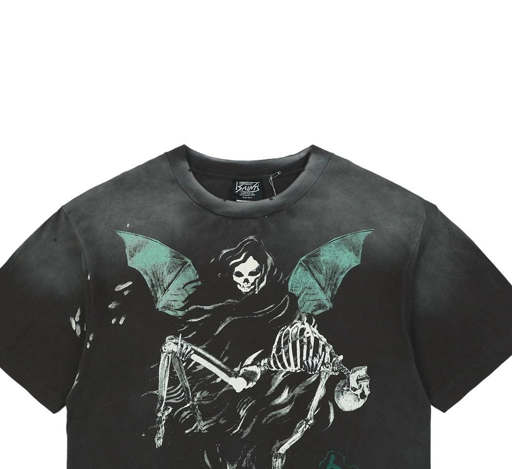 Saint Michael Skeleton Angel Graphic Vintage T-Shirt