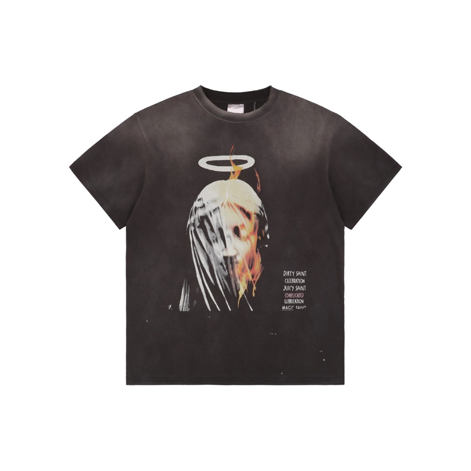 Saint Michael Veiled Angel Graphic T-Shirt Front view