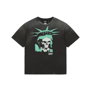 Saint Michael Vintage Skull Statue T-Shirt Front view