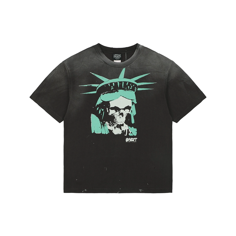 Saint Michael Vintage Skull Statue T-Shirt Front view