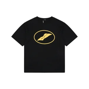 We11done Circle Logo Graphic T-Shirt Black Front view