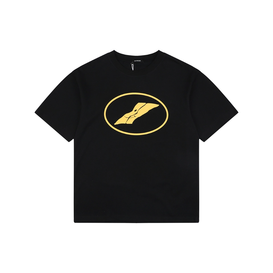We11done Circle Logo Graphic T-Shirt Black Front view