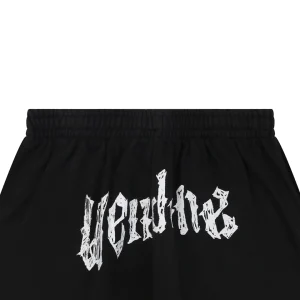We11done Distressed Gothic Logo Shorts