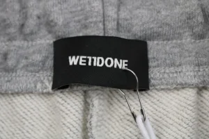We11done Distressed W Logo Sweat Shorts Grey Brand label