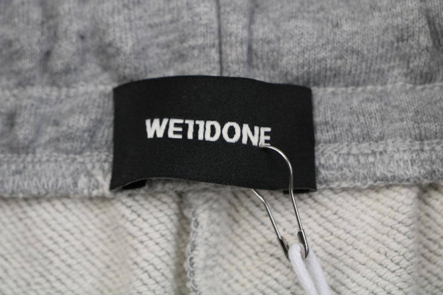 We11done Distressed W Logo Sweat Shorts Grey Brand label