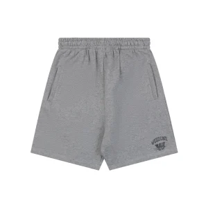 We11done Distressed W Logo Sweat Shorts Grey Front view