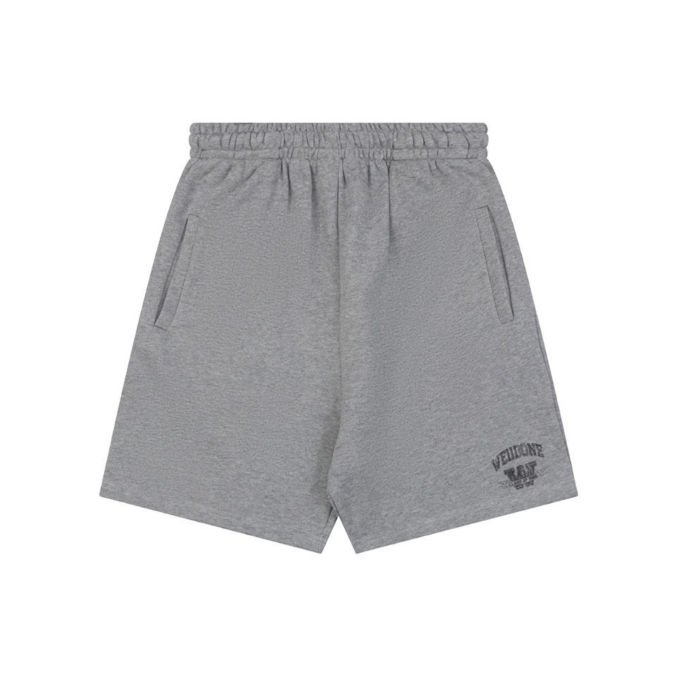 We11done Distressed W Logo Sweat Shorts Grey Front view