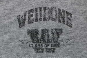 We11done Distressed W Logo Sweat Shorts Grey Front Print