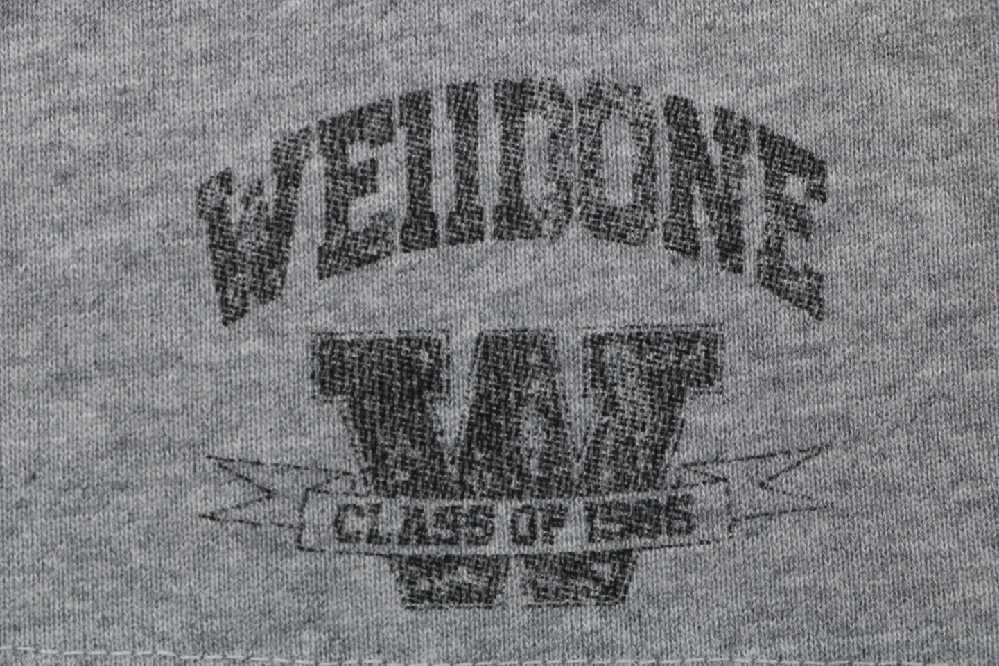 We11done Distressed W Logo Sweat Shorts Grey Front Print