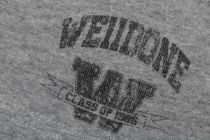 We11done Distressed W Logo Sweat Shorts Grey Front Print