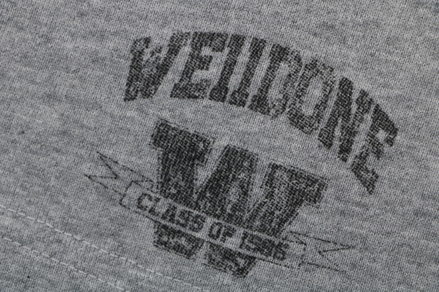 We11done Distressed W Logo Sweat Shorts Grey Front Print