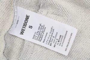 We11done Distressed W Logo Sweat Shorts Grey Wash label