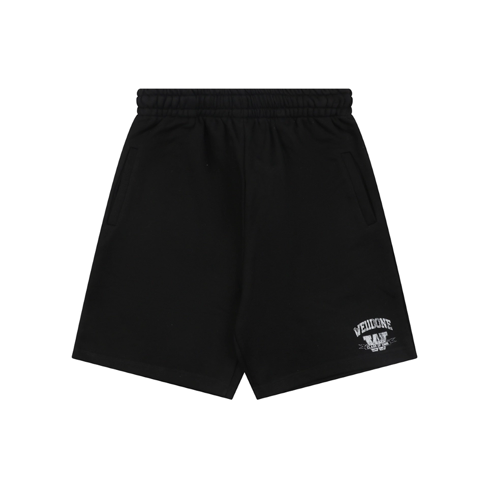 We11done Distressed W Logo Sweat Shorts Black Front view