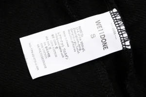 We11done Distressed W Logo Sweat Shorts Black Wash label