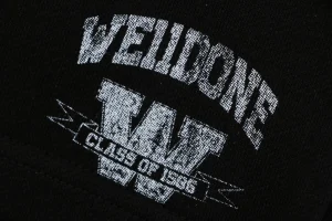 We11done Distressed W Logo Sweat Shorts Black Front Print