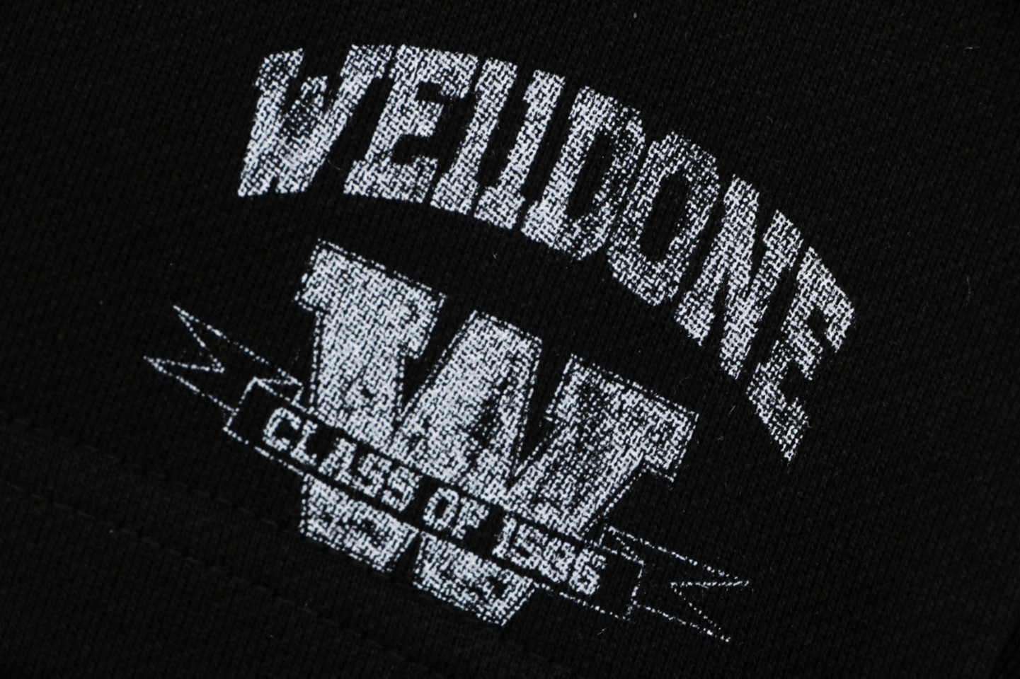 We11done Distressed W Logo Sweat Shorts Black Front Print