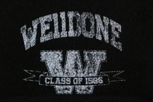 We11done Distressed W Logo Sweat Shorts Black Front Print