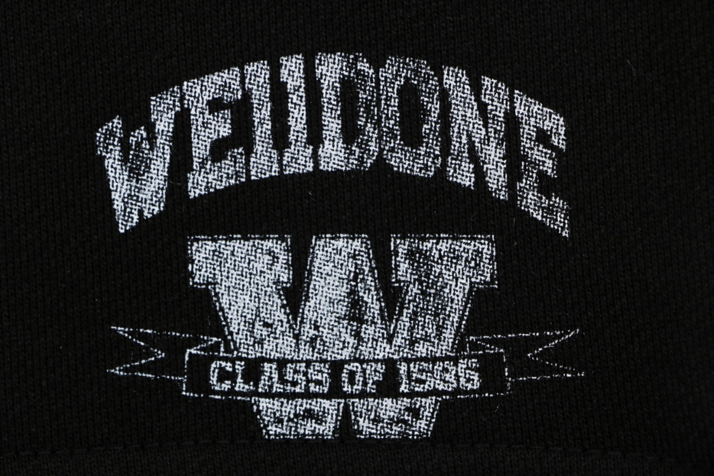 We11done Distressed W Logo Sweat Shorts Black Front Print